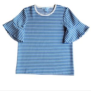 Draper James White and Blue Striped Top Size S